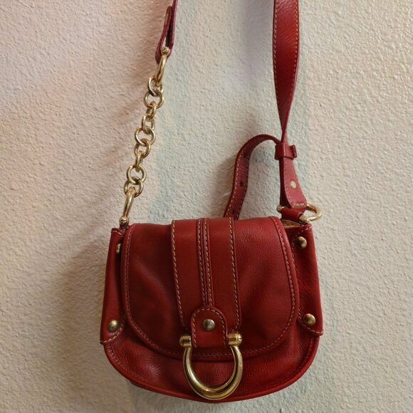 Vintage coccinelle red mini leather suede crossbody bag - Picture 8 of 8